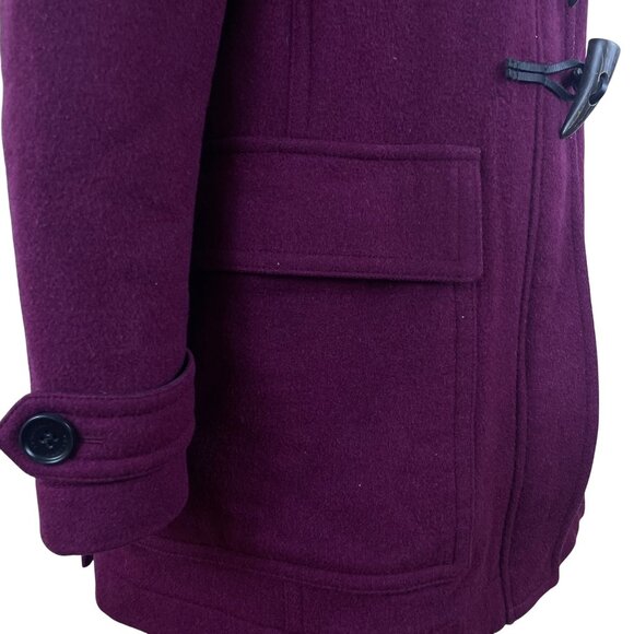 Women’s Magenta Plaid Wool Toggle Coat Hooded Classic Winter Size 8 - Picture 8 of 14